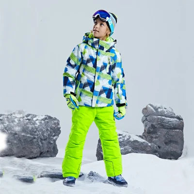 Kids -30°C Ski Jacket & Pants Set Waterproof 38-green 5-6t by HitMyNeed