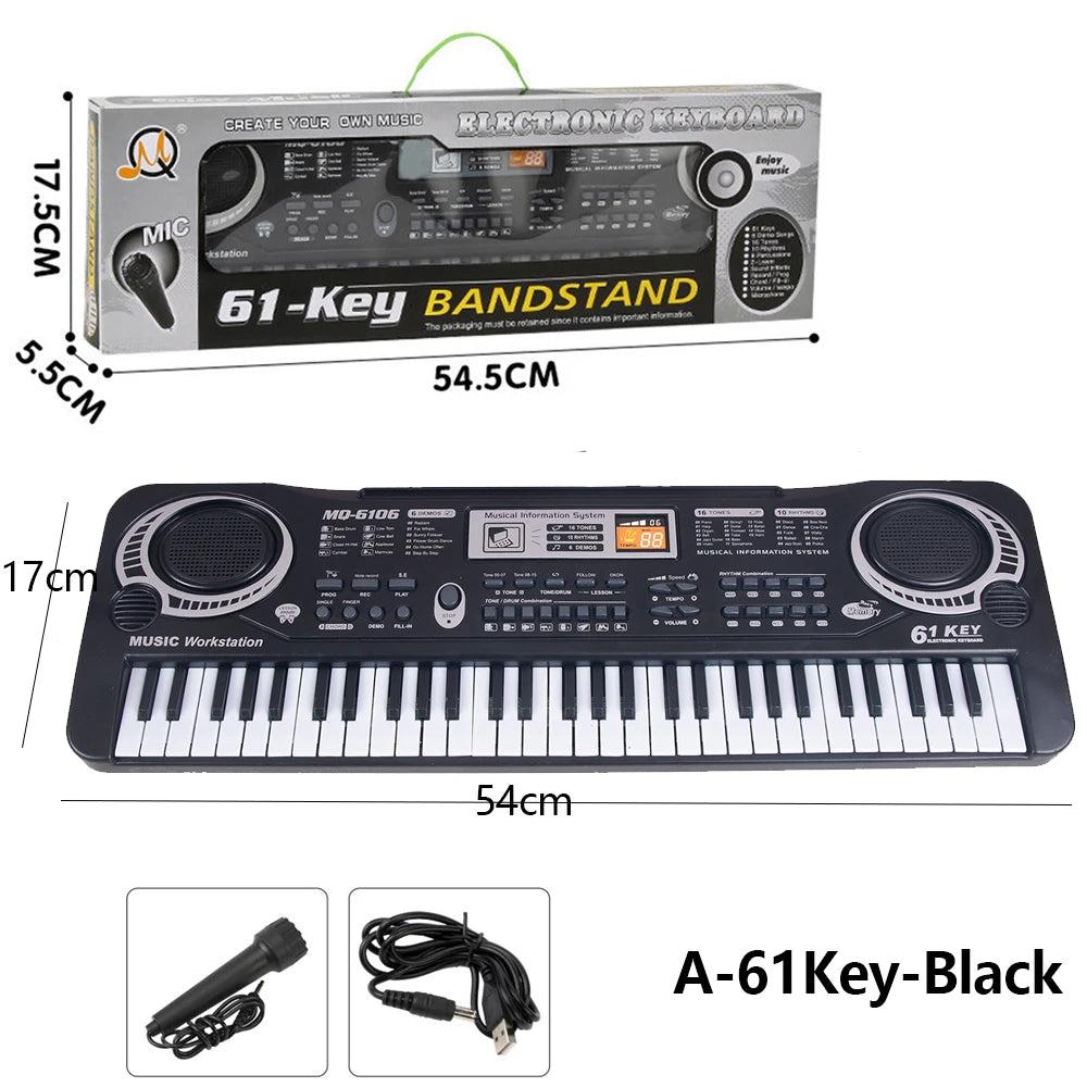 Kids 61-Key Electronic Piano Keyboard with Mic a-61key-black by HitMyNeed