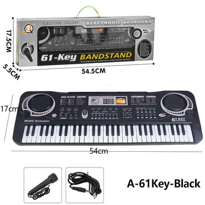 Kids 61-Key Electronic Piano Keyboard with Mic a-61key-black by HitMyNeed