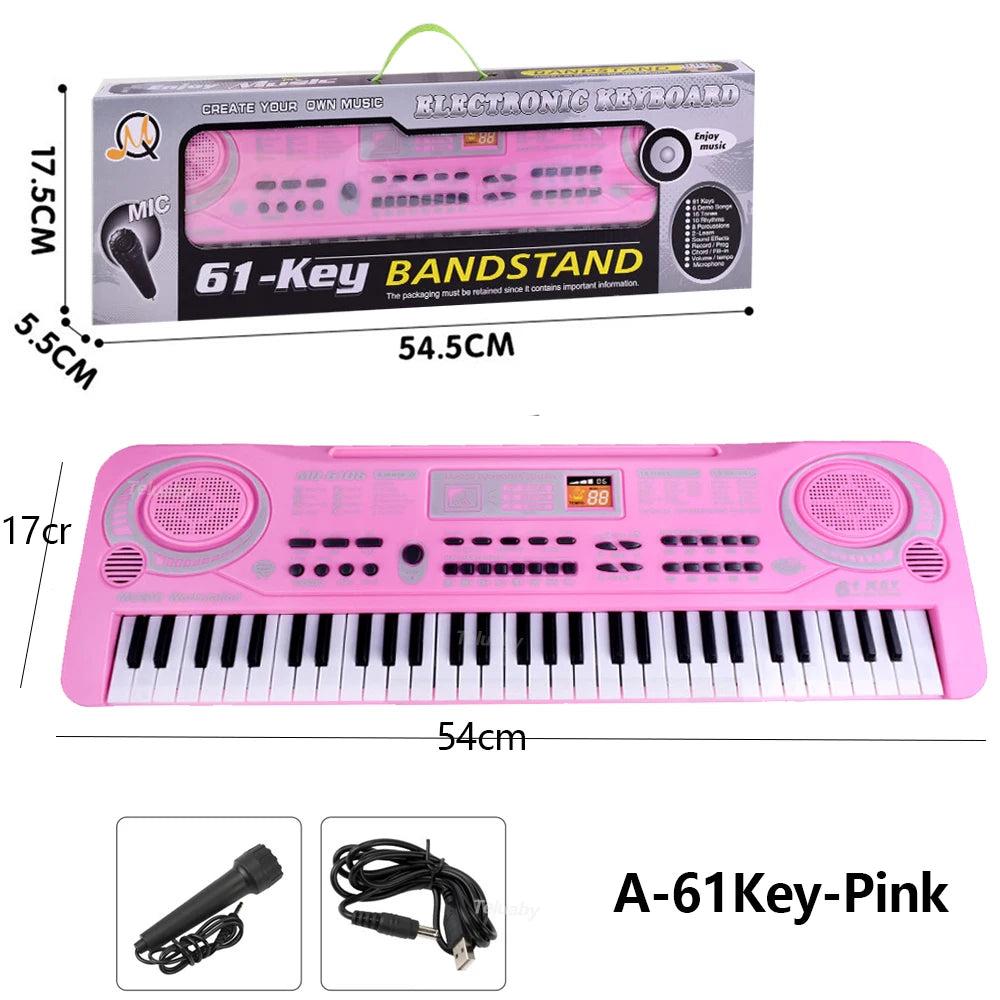 Kids 61-Key Electronic Piano Keyboard with Mic a-61key-pink by HitMyNeed