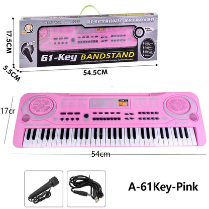 Kids 61-Key Electronic Piano Keyboard with Mic a-61key-pink by HitMyNeed