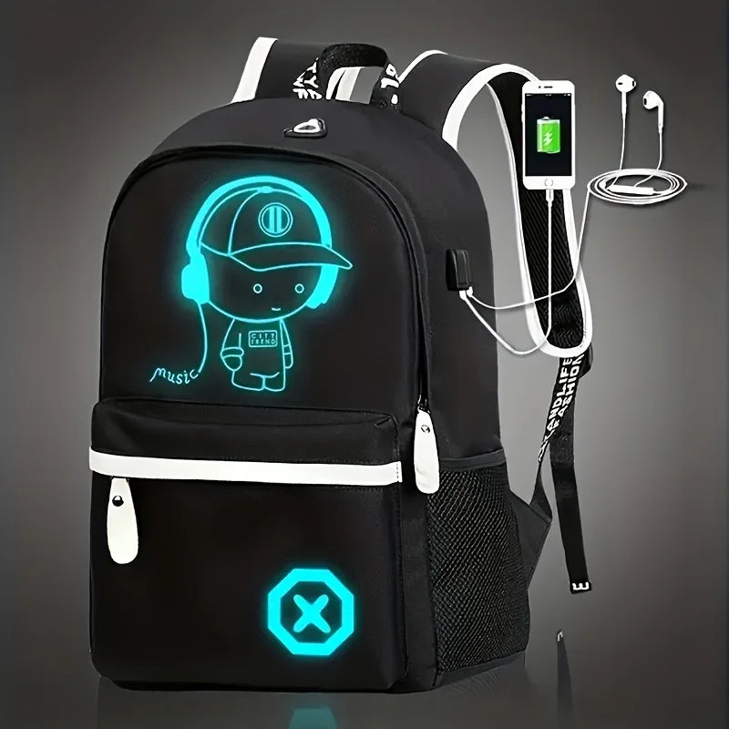 Kids Anime Luminous School Backpack with USB Port by HitMyNeed