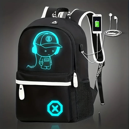 Kids Anime Luminous School Backpack with USB Port by HitMyNeed
