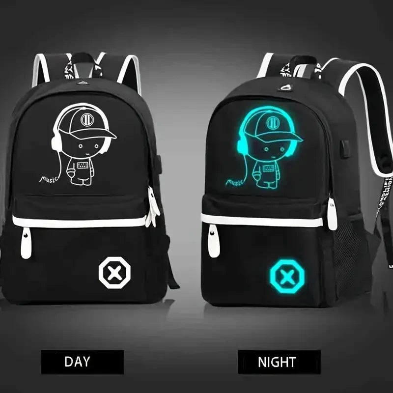 Kids Anime Luminous School Backpack with USB Port by HitMyNeed