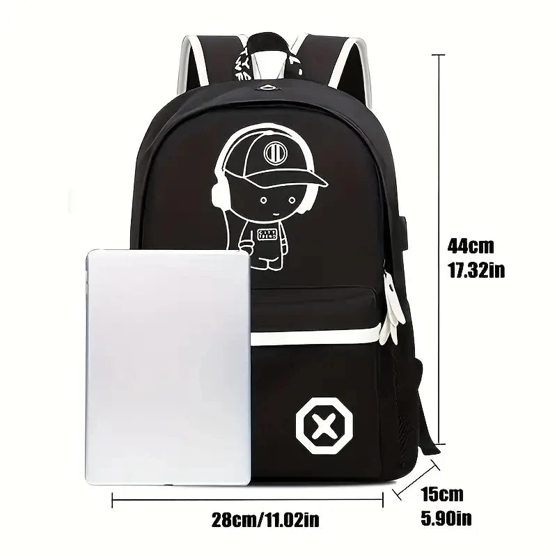 Kids Anime Luminous School Backpack with USB Port by HitMyNeed