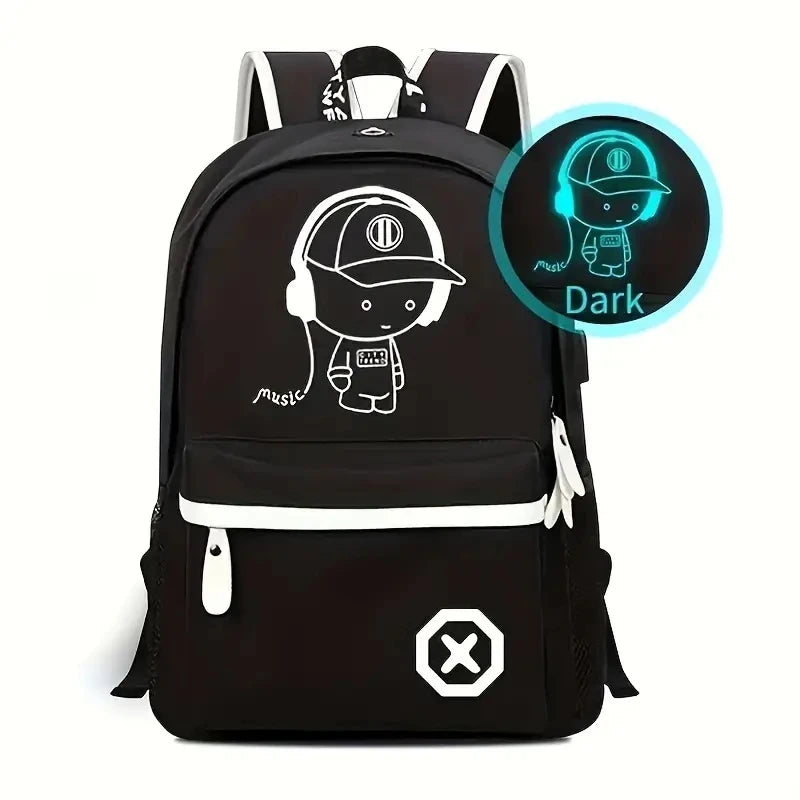 Kids Anime Luminous School Backpack with USB Port by HitMyNeed