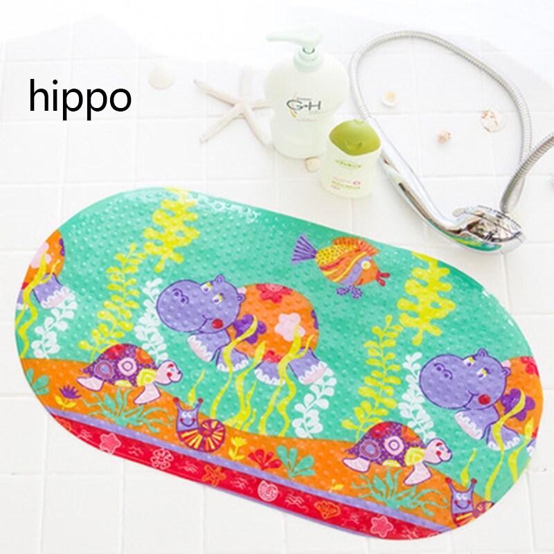 Kids Anti-Slip Bath Mat with Suction Cups hippo by HitMyNeed