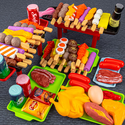 Kids BBQ Play Kitchen Set with 35pcs Food & Oven by HitMyNeed