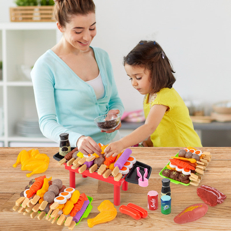 Kids BBQ Play Kitchen Set with 35pcs Food & Oven by HitMyNeed