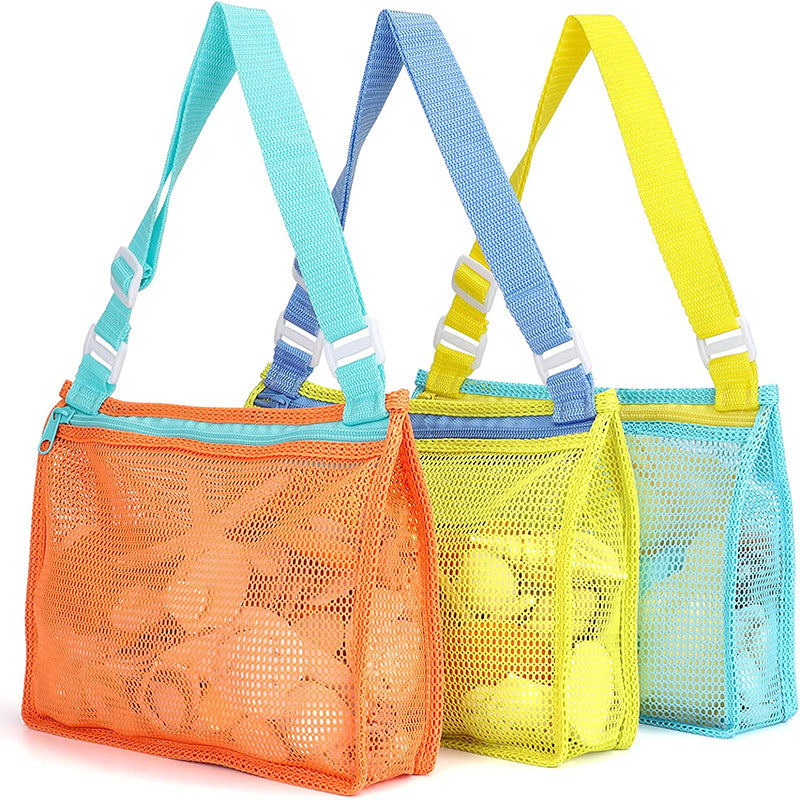 Kids Beach Mesh Bag for Shells, Toys and Snacks by HitMyNeed