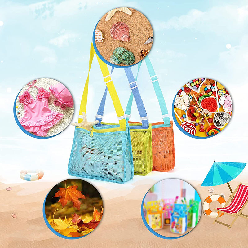 Kids Beach Mesh Bag for Shells, Toys and Snacks by HitMyNeed