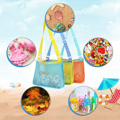 Kids Beach Mesh Bag for Shells, Toys and Snacks by HitMyNeed