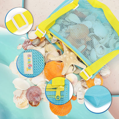Kids Beach Mesh Bag for Shells, Toys and Snacks by HitMyNeed