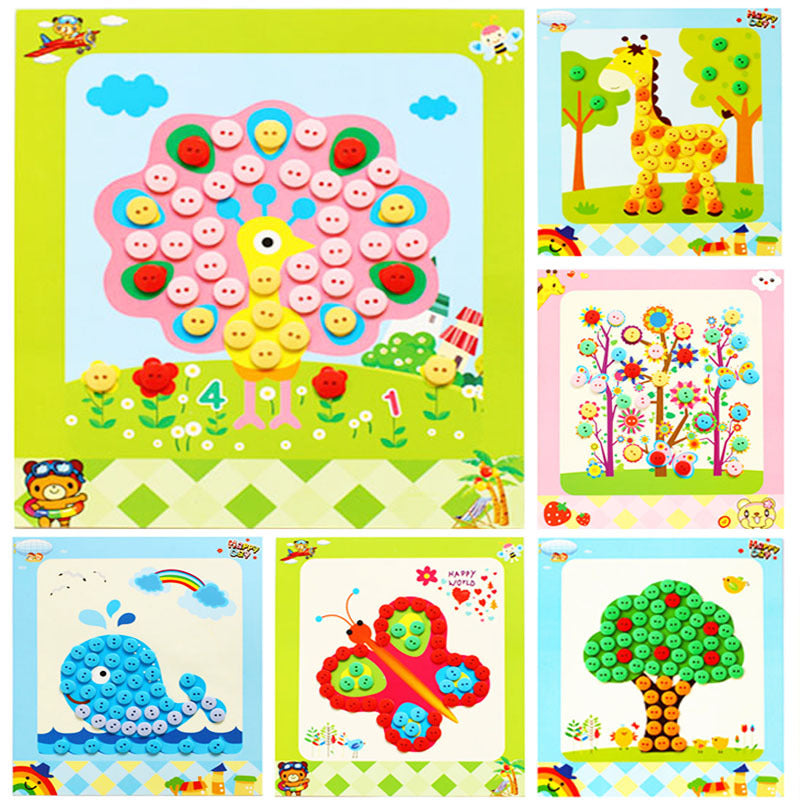 Kids Button Painting Art Kit with Traced Board by HitMyNeed