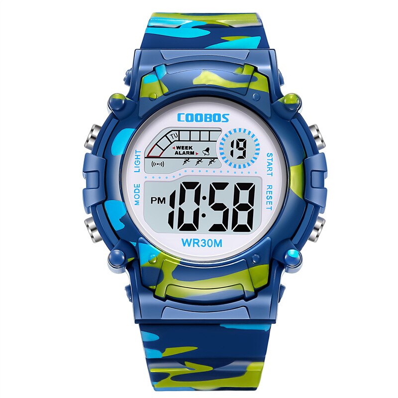 Kids Camouflage Sports Digital Watch with Alarm blue by HitMyNeed