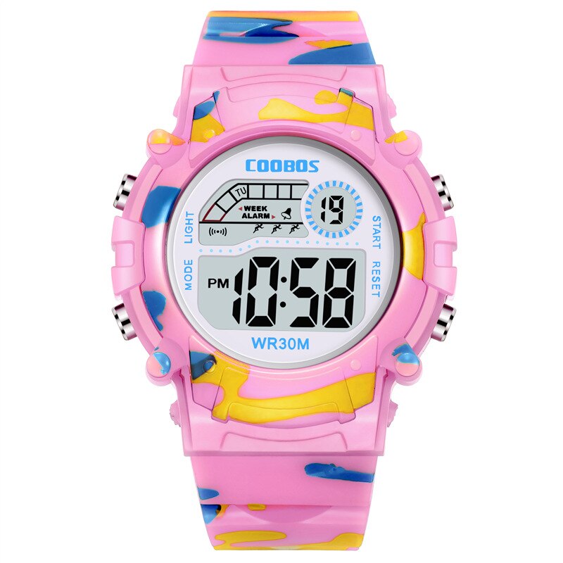 Kids Camouflage Sports Digital Watch with Alarm pink by HitMyNeed