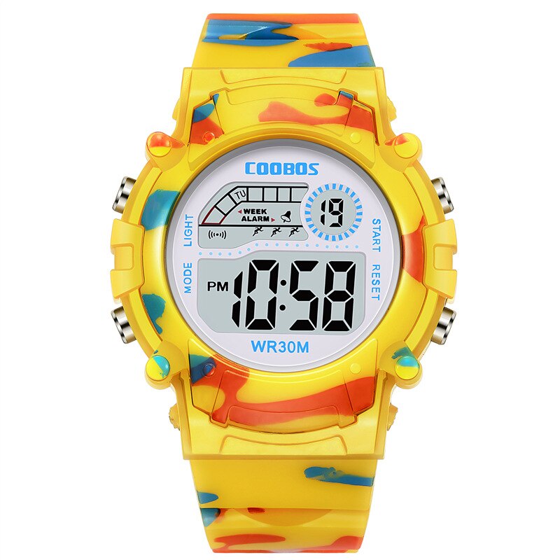 Kids Camouflage Sports Digital Watch with Alarm yellow by HitMyNeed