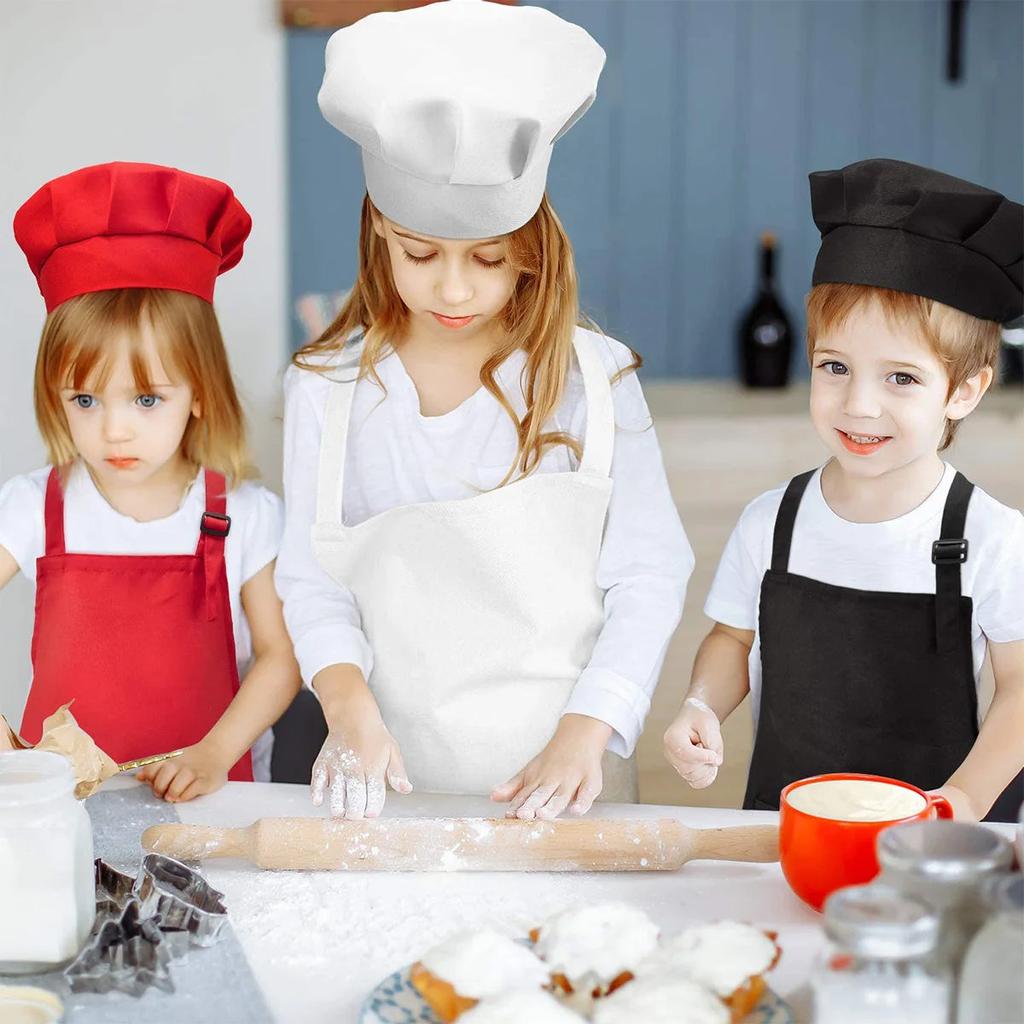 Kids Chef Apron and Hat Set with Front Pocket by HitMyNeed