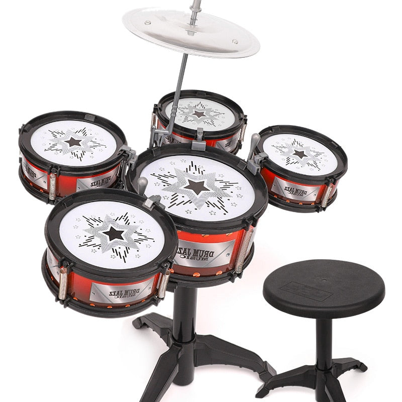 Kids Drum Set Toy Kit with Stool and Drumsticks by HitMyNeed