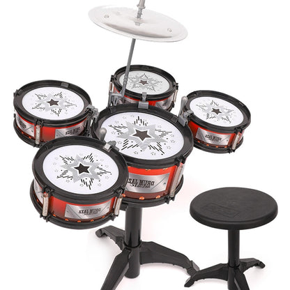 Kids Drum Set Toy Kit with Stool and Drumsticks by HitMyNeed
