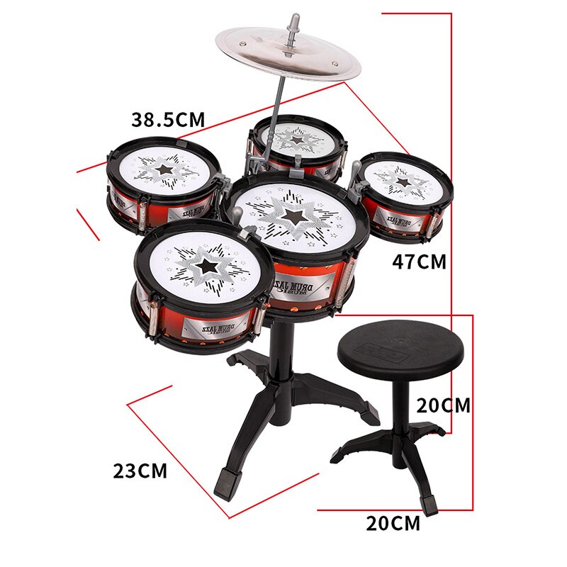 Kids Drum Set Toy Kit with Stool and Drumsticks by HitMyNeed