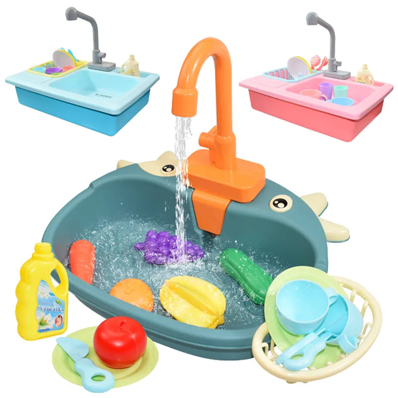 Kids Electric Kitchen Sink & Dishwasher Play Set by HitMyNeed
