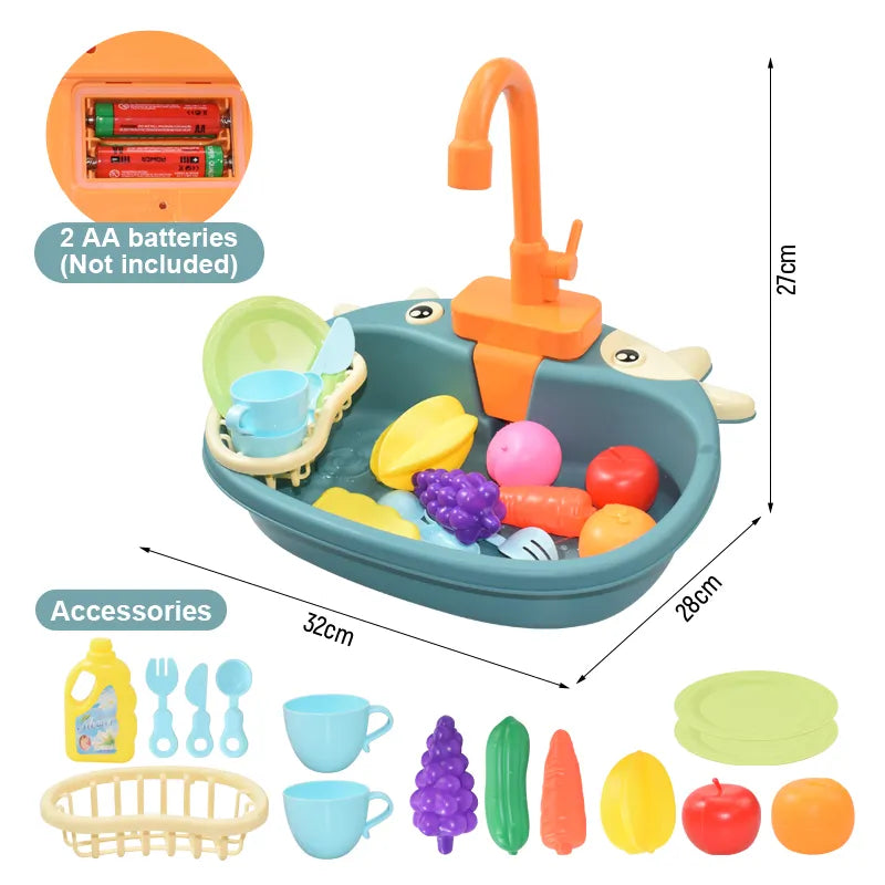 Kids Electric Kitchen Sink & Dishwasher Play Set green by HitMyNeed