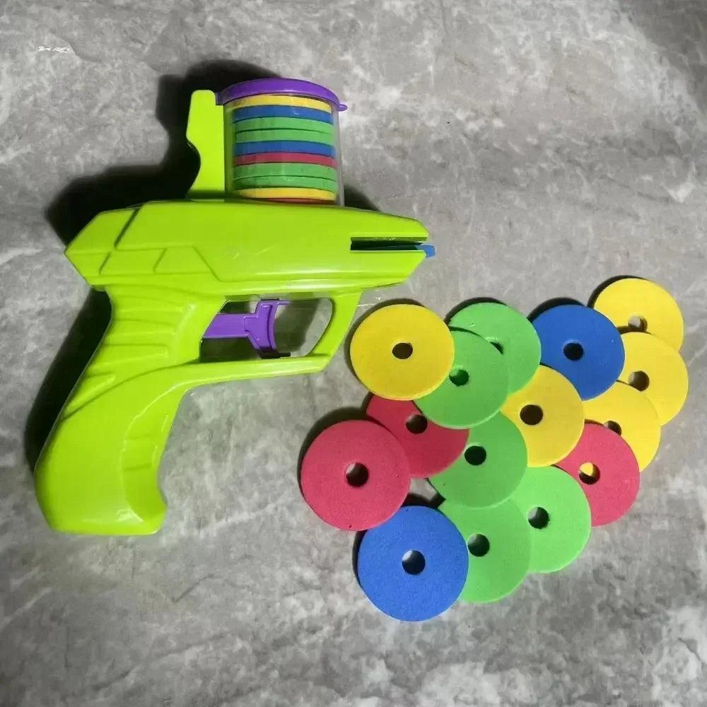 Kids Foam Disc Launcher Gun Outdoor Game Toy green by HitMyNeed