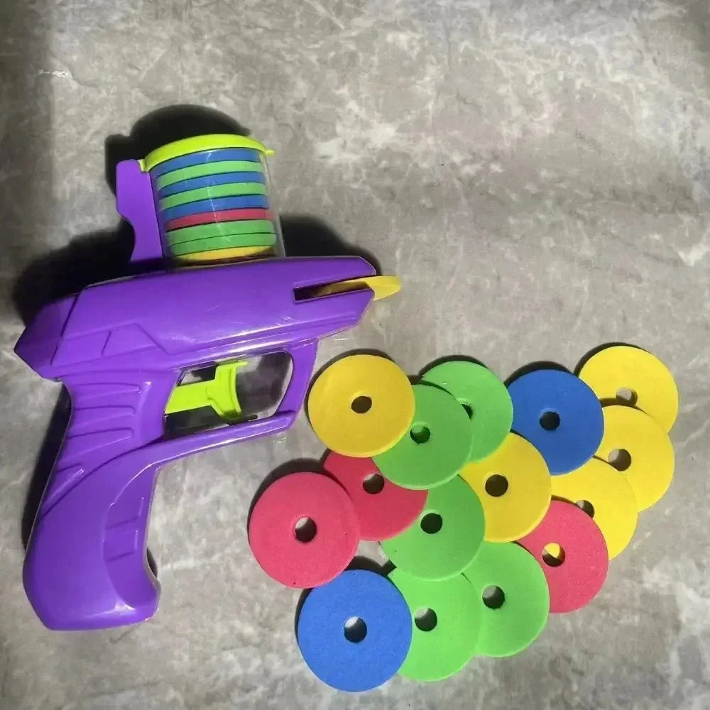 Kids Foam Disc Launcher Gun Outdoor Game Toy purple by HitMyNeed