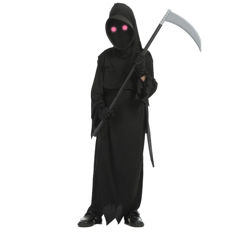 Kids Grim Reaper Costume with Glowing Red Eyes by HitMyNeed
