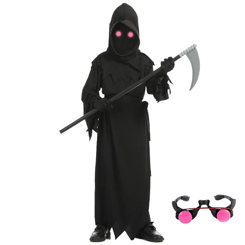Kids Grim Reaper Costume with Glowing Red Eyes m130-140cm by HitMyNeed