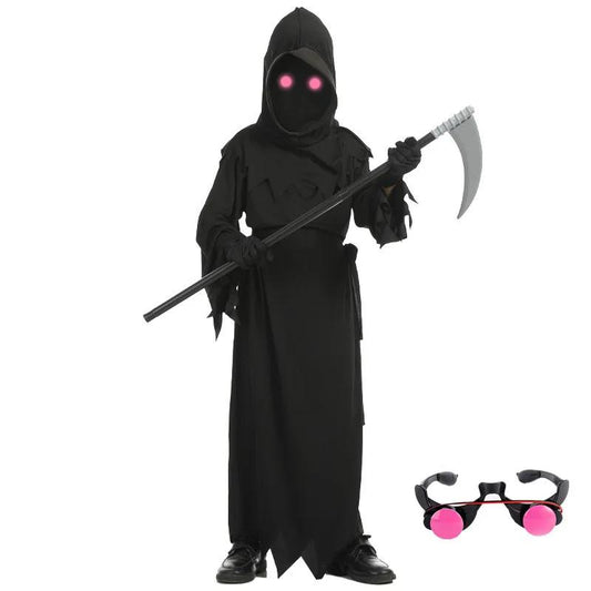 Kids Grim Reaper Costume with Glowing Red Eyes m130-140cm by HitMyNeed