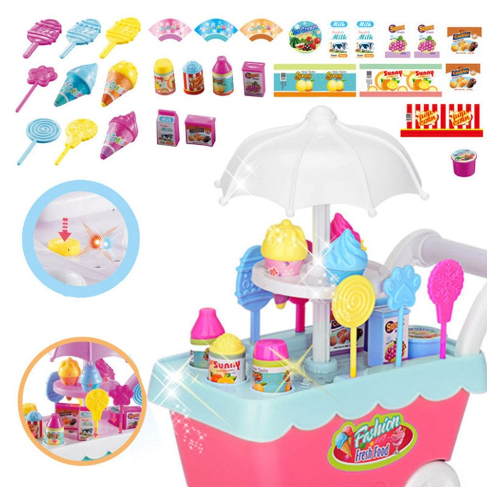 Kids Ice Cream Cart Toy with Lights and Sounds by HitMyNeed