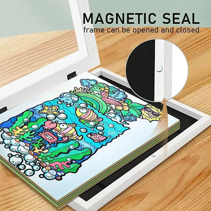 Kids Magnetic Art Frame Front-Opening Display 32x24cm by HitMyNeed