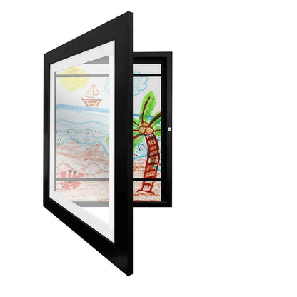 Kids Magnetic Art Frame Front-Opening Display 32x24cm black-a4-32x24x2-9cm by HitMyNeed