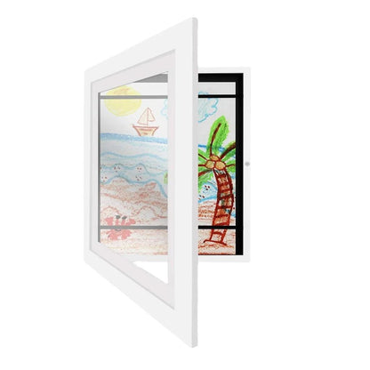 Kids Magnetic Art Frame Front-Opening Display 32x24cm white-a4-32x24x2-9cm by HitMyNeed