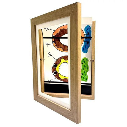Kids Magnetic Art Frame Front-Opening Display 32x24cm wood-a4-32x24x2-9cm by HitMyNeed