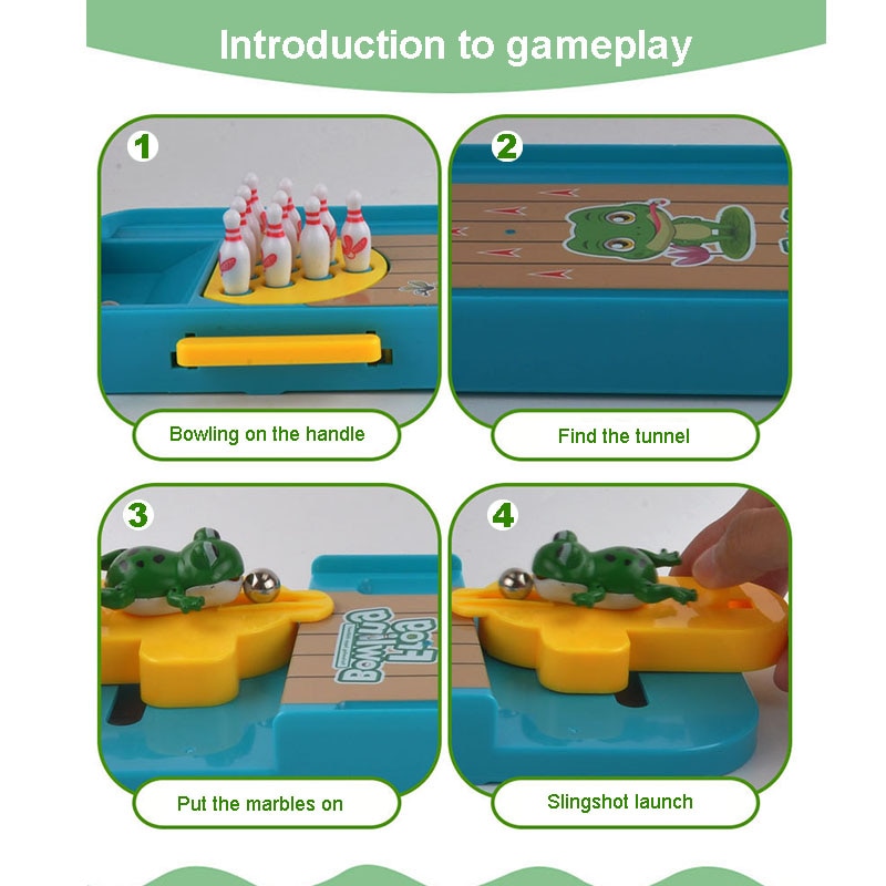 Kids Mini Bowling Set with Frog Launcher Toy by HitMyNeed