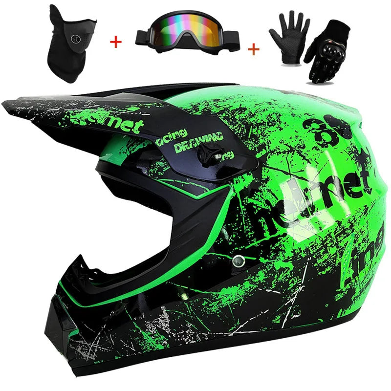 Kids Motocross Helmet Set with Goggles & Gloves by HitMyNeed