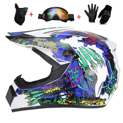 Kids Motocross Helmet Set with Goggles & Gloves baizhua l by HitMyNeed