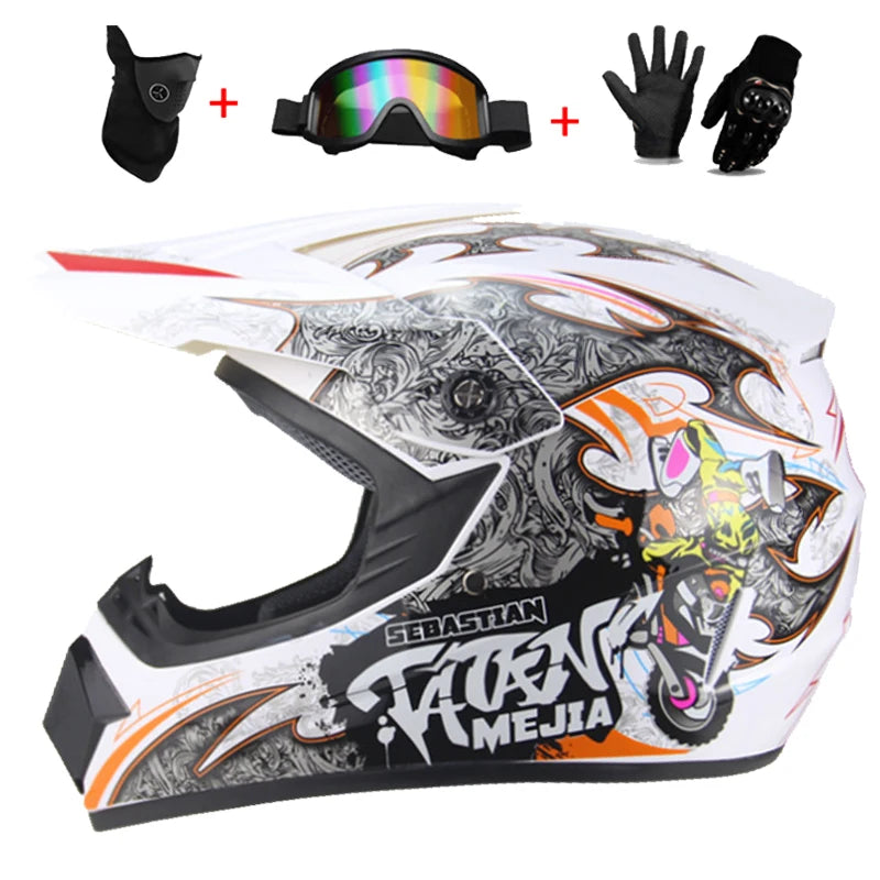 Kids Motocross Helmet Set with Goggles & Gloves bcx s by HitMyNeed
