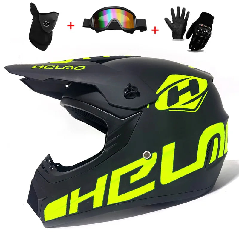 Kids Motocross Helmet Set with Goggles & Gloves dah l by HitMyNeed