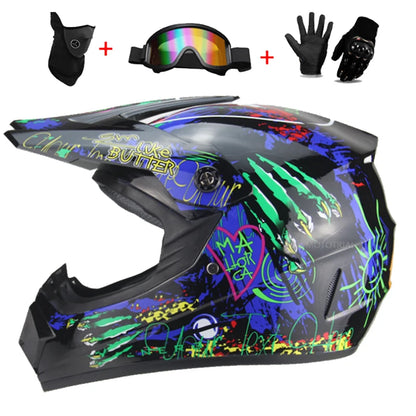 Kids Motocross Helmet Set with Goggles & Gloves heizhua l by HitMyNeed