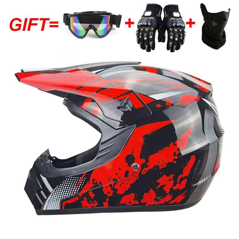 Kids Motocross Helmet Set with Goggles & Gloves hfb s by HitMyNeed