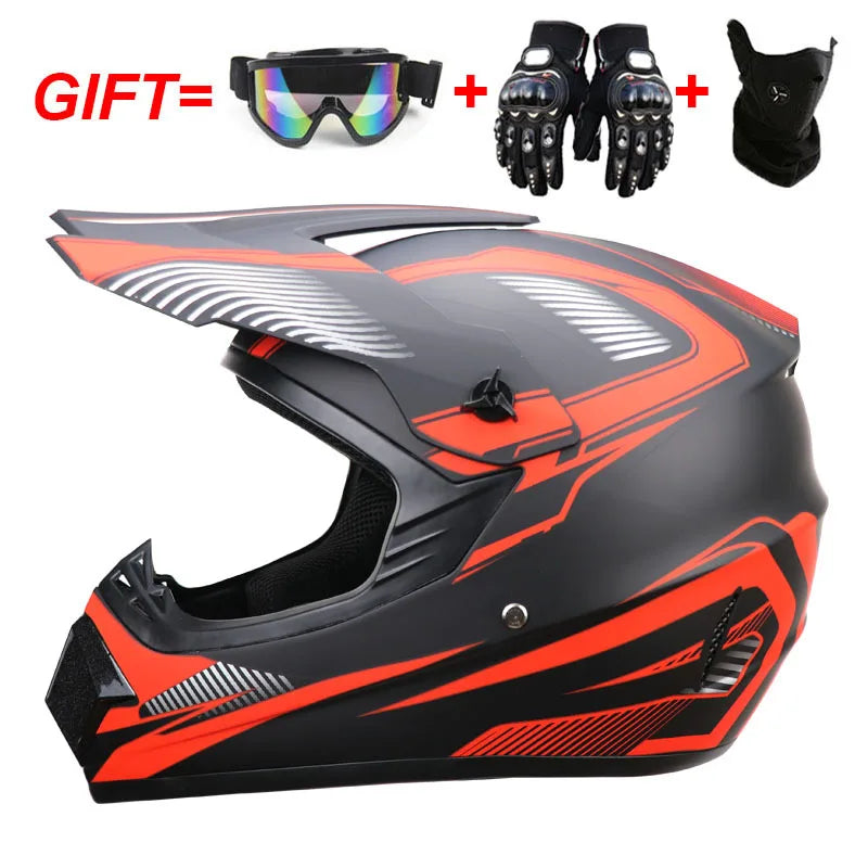 Kids Motocross Helmet Set with Goggles & Gloves hgd l by HitMyNeed