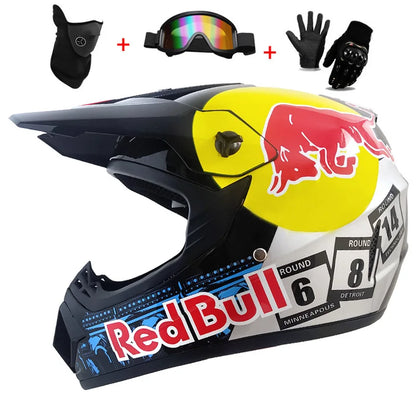 Kids Motocross Helmet Set with Goggles & Gloves hniu l by HitMyNeed
