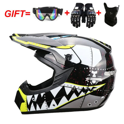 Kids Motocross Helmet Set with Goggles & Gloves hsh-175 l by HitMyNeed