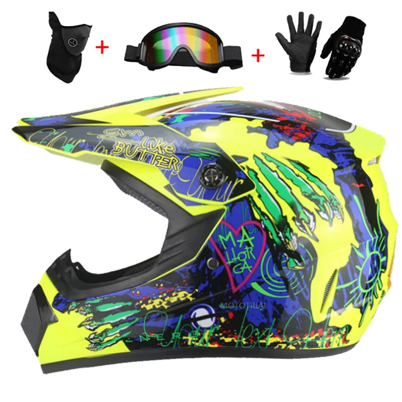 Kids Motocross Helmet Set with Goggles & Gloves huangzhua l by HitMyNeed