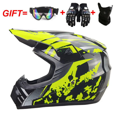 Kids Motocross Helmet Set with Goggles & Gloves lfb l by HitMyNeed