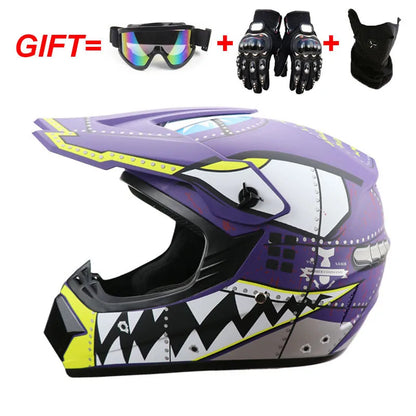 Kids Motocross Helmet Set with Goggles & Gloves lsh l by HitMyNeed